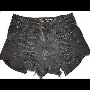 High wasted black jean shorts